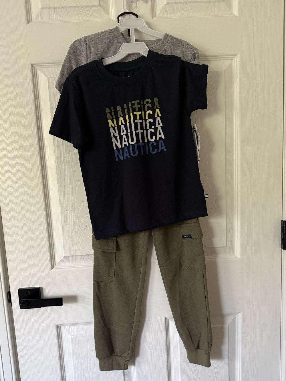 Nautica Boys 3Pcs Matching Set T-Shirt and Cargo Pants Sz 6 Blue Grey Olive New